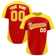 Red Gold Edge Color Block Authentic Baseball Jersey 1