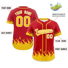 Red Gold Flame Graffiti Authentic Baseball Jersey 2