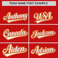 Red Gold Flame Outline Side Pattern Sports Baseball Jersey 3