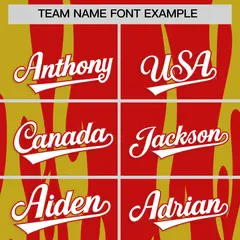 Red Gold Flame Pattern Authentic Pullover Baseball Jersey 3