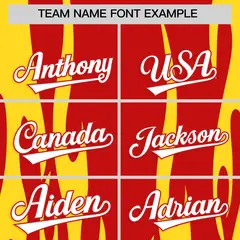 Red Gold Flame Pattern Authentic Pullover Baseball Jersey 3