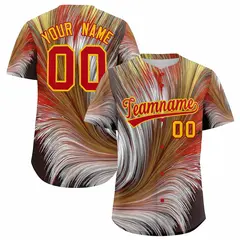 Red Gold Fluid Feather Graffiti Baseball Jersey