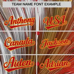 Red Gold Fluid Feather Graffiti Baseball Jersey 3