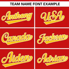 Red Gold Full Button Authentic Baseball Jersey 3