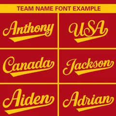 Red Gold Full Button Classic Baseball Jersey 3