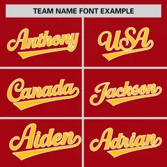 Red Gold Full-Snap Color Block Varsity Letterman Jacket 3
