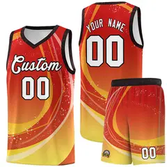 Red Gold Galaxy Graffiti Basketball Jersey Sports Uniform 1