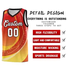 Red Gold Galaxy Graffiti Basketball Jersey Sports Uniform 4