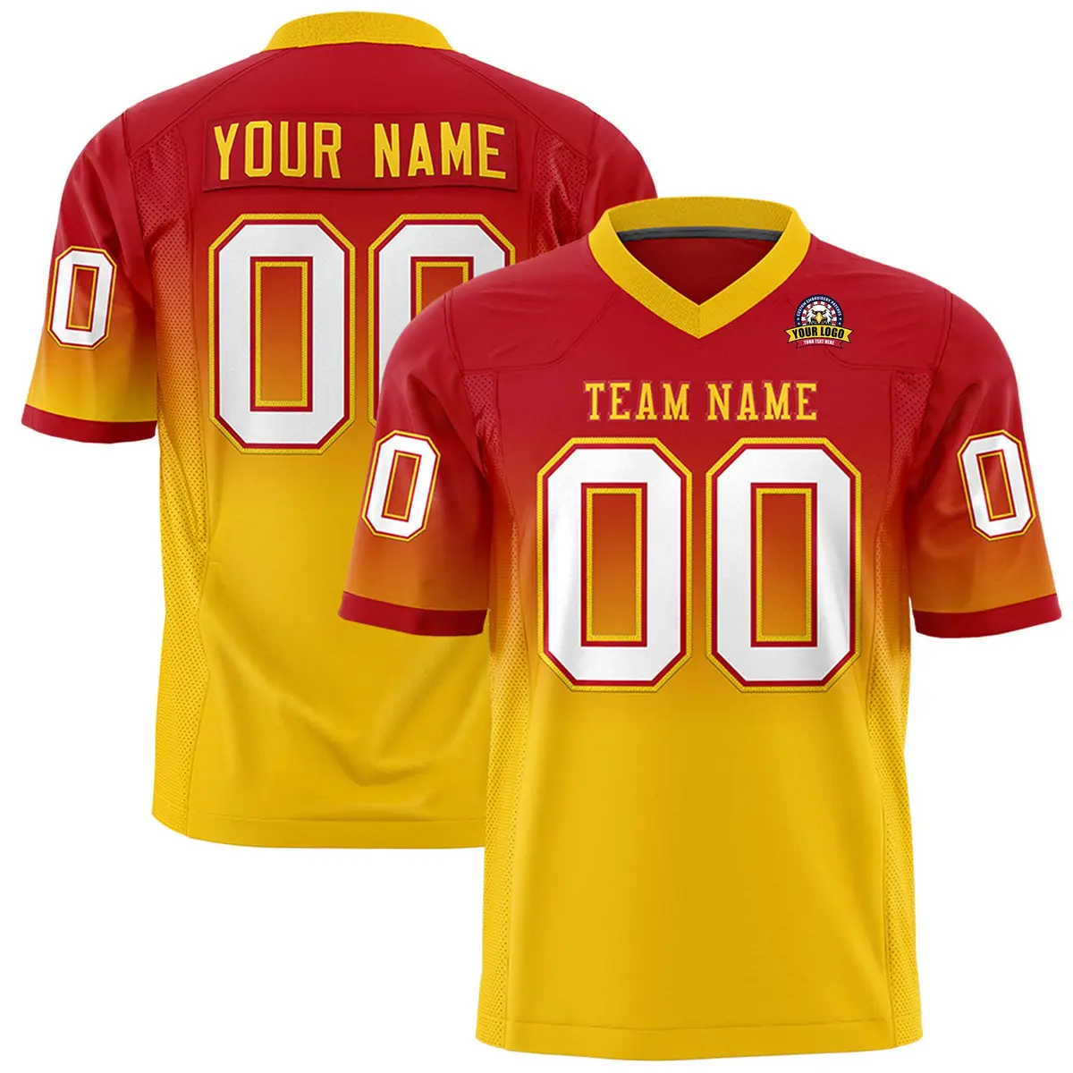 Red Gold Gradient Fashion Authentic Football Jersey