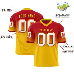 Red Gold Gradient Fashion Authentic Football Jersey 2
