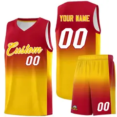 Red Gold Gradient Fashion Basketball Jersey 1