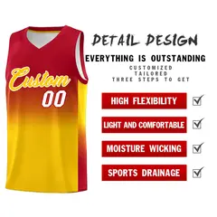 Red Gold Gradient Fashion Basketball Jersey 2