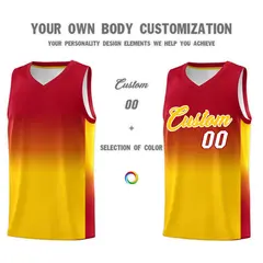 Red Gold Gradient Fashion Basketball Jersey 3