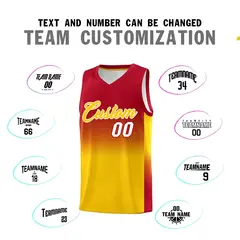 Red Gold Gradient Fashion Basketball Jersey 4