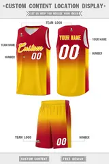 Red Gold Gradient Fashion Basketball Jersey 5