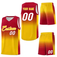 Red Gold Gradient Fashion Basketball Jersey 7