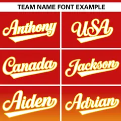 Red Gold Gradient Full-Button Authentic Baseball Jersey 3