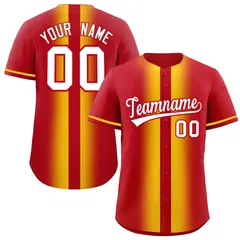 Red Gold Gradient Lapel Fashion Baseball Jersey 1