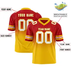 Red Gold Gradient Outdoor Fashion Flag Football Jersey 2