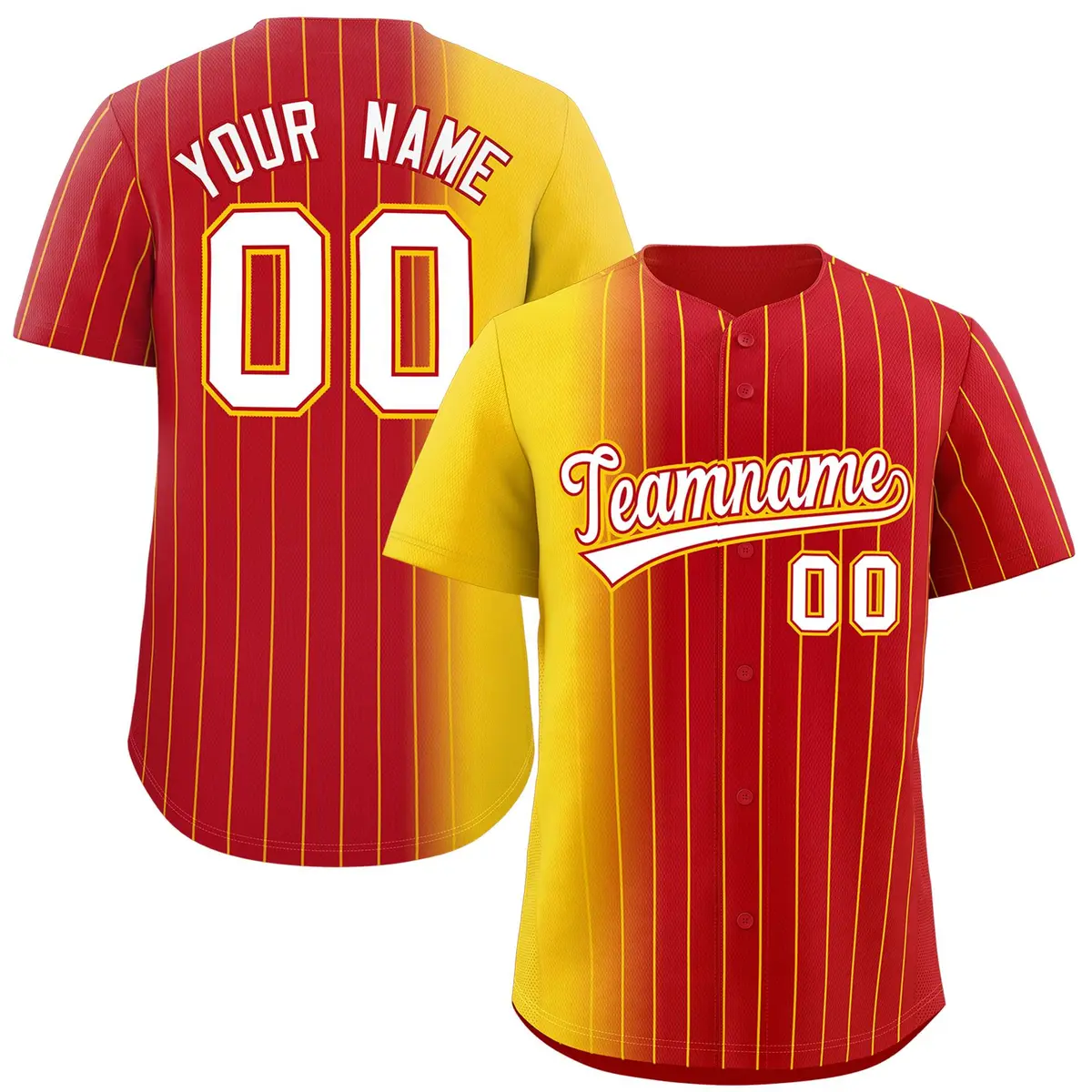 Red Gold Gradient Pinstripe Baseball Jersey
