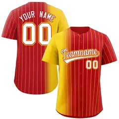Red Gold Gradient Pinstripe Baseball Jersey 1