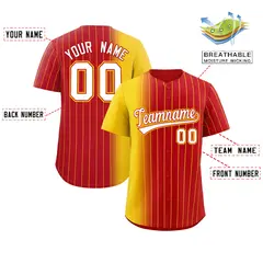 Red Gold Gradient Pinstripe Baseball Jersey 2