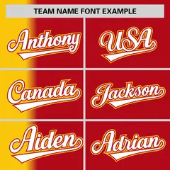 Red Gold Gradient Pinstripe Baseball Jersey 3