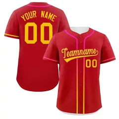 Red Gold Gradient Ribbed Authentic Baseball Jersey 1