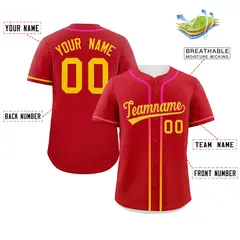 Red Gold Gradient Ribbed Authentic Baseball Jersey 2