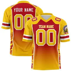 Red Gold Gradient Side Pattern Authentic Football Jersey 1