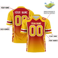 Red Gold Gradient Side Pattern Authentic Football Jersey 2