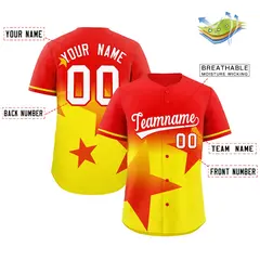 Red Gold Gradient Star Graffiti Authentic Baseball Jersey 2