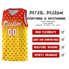 Red Gold Gradient Star Pattern Basketball Jersey Sets 2