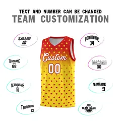 Red Gold Gradient Star Pattern Basketball Jersey Sets 4