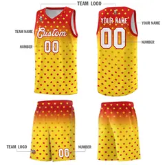 Red Gold Gradient Star Pattern Basketball Jersey Sets 5