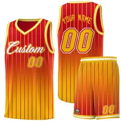 Red Gold Gradient Stripe Basketball Jersey 1