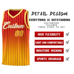 Red Gold Gradient Stripe Basketball Jersey 2