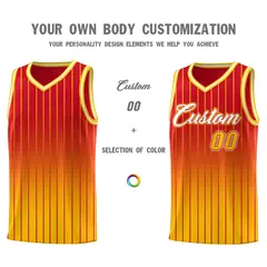 Red Gold Gradient Stripe Basketball Jersey 3
