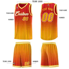 Red Gold Gradient Stripe Basketball Jersey 5