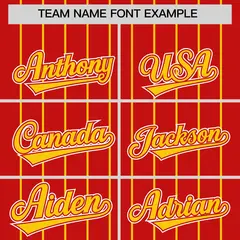 Red Gold Gradient Stripe Fashion Sleeves Baseball Jersey 3