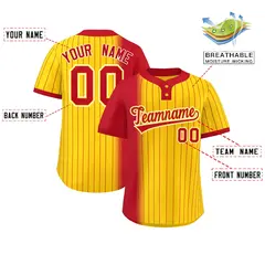 Red Gold Gradient Stripe Two-Button Softball Jersey 2
