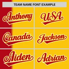 Red Gold Gradient Stripe Two-Button Softball Jersey 3