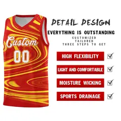 Red Gold Graffiti Fluids Basketball Uniform Jersey Sets 2