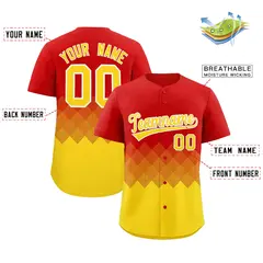 Red Gold Grid Blur Pattern Baseball Jersey 2