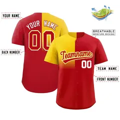 Red Gold Half Gradient Authentic Baseball Jersey 2