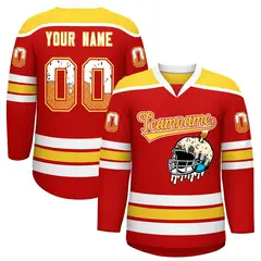 Red Gold Ice Cream Helmet Pattern Hockey Jersey