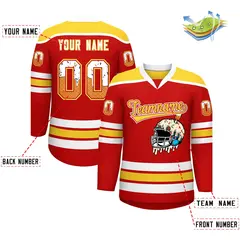 Red Gold Ice Cream Helmet Pattern Hockey Jersey 2