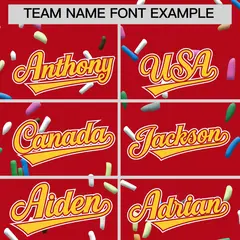 Red Gold Ice Cream Pattern V-Neck Hockey Jersey 3