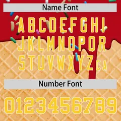 Red Gold Ice Cream Pattern V-Neck Hockey Jersey 4