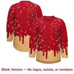 Red Gold Ice Cream Pattern V-Neck Hockey Jersey 7